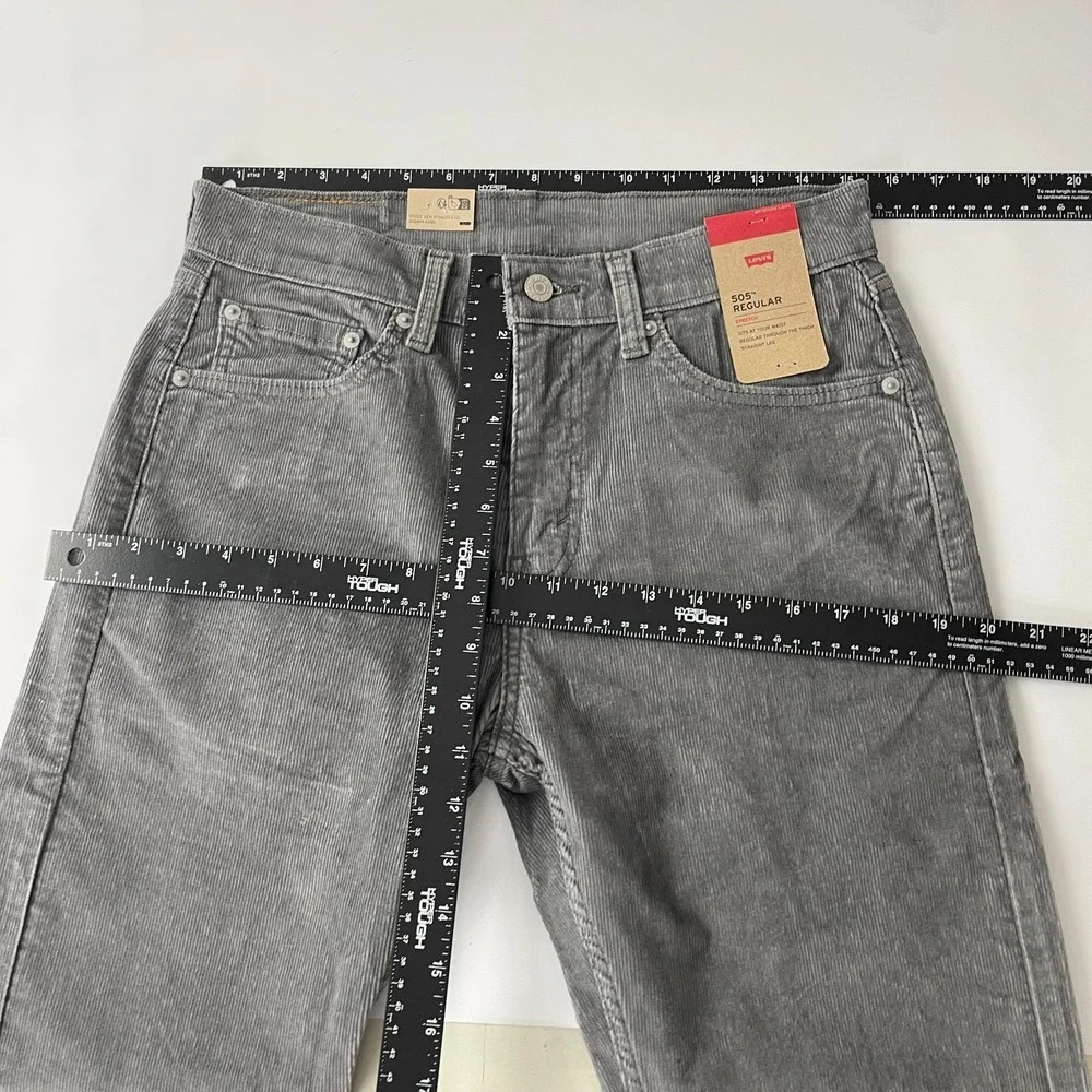 Levi's Pants Men's 30x32 Gray 505 Corduroy Pinwale Regular Fit Straight Preppy